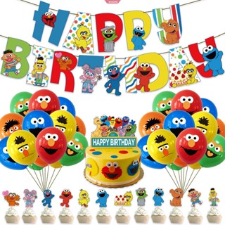 ธงแบนเนอร์ ลายการ์ตูน Sesame Street สําหรับตกแต่งเค้กวันเกิด [ZXL]