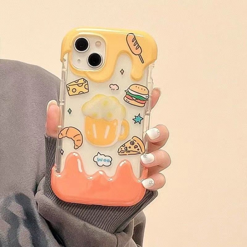 เคสโทรศัพท์ซิลิโคน TPU ใส แบบนิ่ม ลายไอศกรีม และชีสเบอร์เกอร์ กันกระแทก สําหรับ IPhone 15 11 14 13 12 Pro Max 7 8 Plus XR X XS Max SE2020