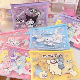 Sanrio กระเป๋าตาข่ายใส่เครื่องเขียน ขนาด A5 พร้อมไม้บรรทัด และกบเหลายางลบ