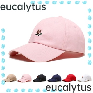 Eucalytus1 หมวกเบสบอล ผ้าโพลีเอสเตอร์ ปักลายดอกกุหลาบ ระบายอากาศ ปรับได้ คุณภาพสูง สําหรับผู้ชาย และผู้หญิง