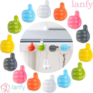 Lanfy คลิปตะขอซิลิโคน แบบติดผนัง มีกาวในตัว ไม่ต้องเจาะ อเนกประสงค์ สําหรับแขวนสายเคเบิล