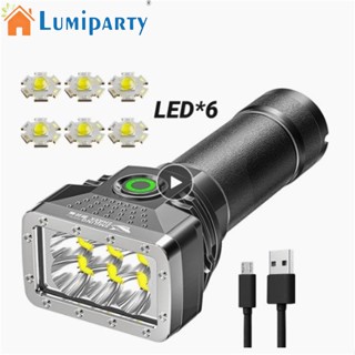 Lumiparty ไฟฉายฉุกเฉิน Led 6 ดวง ชาร์จ Usb ความสว่างสูง ระยะไกล มีประสิทธิภาพ