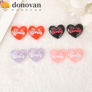 Donovan กิ๊บติดผมเรซิ่น รูปหัวใจ แต่งกลิตเตอร์ แฮนด์เมด DIY สําหรับตุ๊กตาบาร์บี้ 10 ชิ้น