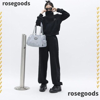 Rosegoods1 กระเป๋าสะพายไหล่ กระเป๋าถือ ทรงโท้ท สีเทา น้ําหนักเบา ความจุขนาดใหญ่ 2023 พร้อมสายคล้อง 2 เส้น