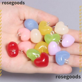 Rosegoods1 จี้รูปหัวใจ สีแคนดี้ แฮนด์เมด สําหรับทําเครื่องประดับ สร้อยข้อมือ DIY 10 ชิ้น