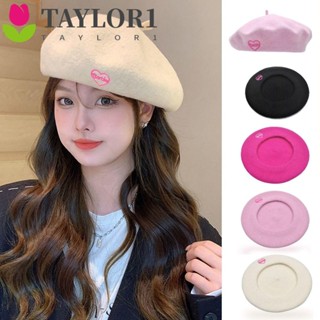 Taylor1 หมวกเบเร่ต์ ผ้าวูล ปักลายหัวใจ ฟักทอง ทรงกลม สไตล์หวานแหวว สําหรับศิลปิน