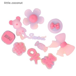 [little.coconut] แผ่นกาว PVC แบบนิ่ม ลายการ์ตูน Kawaii เรืองแสง สีชมพู สําหรับทําเครื่องประดับ โทรศัพท์มือถือ DIY 5 ชิ้น