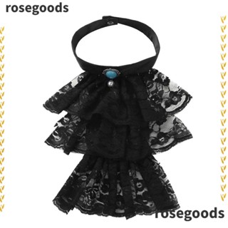 Rosegoods1 ปกเสื้อเชิ้ตปลอม แบบครึ่งตัว แต่งลูกไม้ แต่งระบาย สไตล์พังก์ สําหรับงานปาร์ตี้