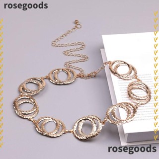 Rosegoods1 เข็มขัดโซ่โลหะ สไตล์พังก์ ฮิปฮอป สีทอง สีเงิน สําหรับผู้หญิง