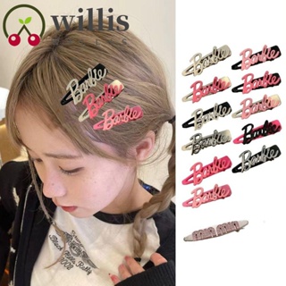 Willis กิ๊บติดผม อัลลอย ทรงเรขาคณิต ตัวอักษร สีชมพู หรูหรา สําหรับตุ๊กตาบาร์บี้