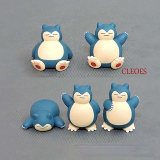 Cleoes ของแท้ โมเดลฟิกเกอร์ การ์ตูนโปเกม่อน Snorlax ขนาด 4 ซม. ของเล่นสําหรับเด็ก