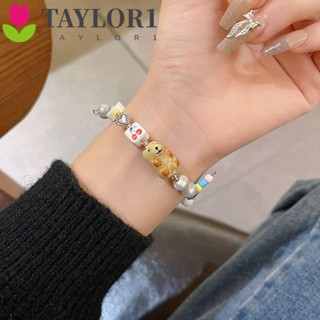 Taylor1 เครื่องประดับ สร้อยคอ สร้อยข้อมือ โลหะผสมเรซิ่น จี้รูปแมวนําโชค สีสันสดใส สําหรับผู้หญิง