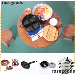 Rosegoods1 โมเดลหม้อทําอาหาร พร้อมฝาปิด สําหรับตกแต่งบ้านตุ๊กตา