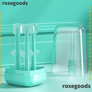 Rosegoods1 แปรงสีฟันซิลิโคน ทําความสะอาดลิ้น สําหรับเด็กทารกแรกเกิด 3 ชิ้น