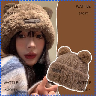 Wattle หมวกบีนนี่ลําลอง แต่งหูหมีน่ารัก ให้ความอบอุ่น ป้องกันหู สําหรับเล่นสกี ขับขี่