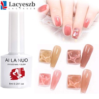 Lacyeszb สีพื้น เจลทาเล็บ DIY กึ่งถาวร เพ้นท์เล็บเจลลี่ สีชมพู ทําเล็บเจล ยูวี โปร่งแสง เคลือบเงา