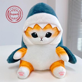Shark ATTACK Cat ตุ๊กตาแมวน่ารัก ผ้ากํามะหยี่ขนนิ่ม ยัดไส้ ของเล่นตุ๊กตาสัตว์ จี้กระเป๋า L3N9