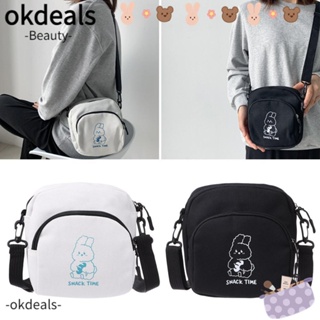 Okdeals กระเป๋าสะพายไหล่ กระเป๋าถือ ผ้าแคนวาส ทรงคลัทช์ เหมาะกับการพกพาเดินทาง สําหรับผู้หญิง และผู้ชาย