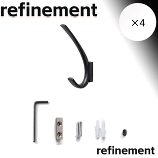 Refinement ตะขอแขวนเสื้อโค้ท ผ้าขนหนู โลหะผสมสังกะสี คุณภาพสูง สีดําด้าน 4 ชิ้น