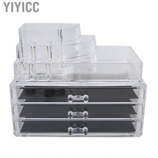 Yiyicc Makeup Organizer  Pull Out Design Cosmetic Storage Drawers Transparent Elegant with Removable for Easy Visibility Women Bathroom Counter Dresser