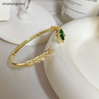 Shakangcool สร้อยข้อมือแฟชั่น ทรงสี่เหลี่ยม สีเขียว ปรับได้ สไตล์เกาหลี สําหรับผู้หญิง SGL