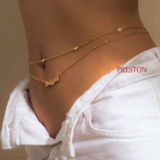 Preston สายโซ่คาดเอว ประดับพลอยเทียม รูปผีเสื้อ ปรับได้ สไตล์พังก์ สําหรับผู้หญิง