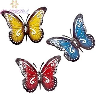 【COLORFUL】Colorful Outdoor Wall Art Large Metal Butterflies Eye Catching Decor for Gardens