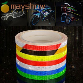 Mayshow 1 ซม. * 8 ม. สติกเกอร์สะท้อนแสง จักรยาน เทปเตือนความปลอดภัย เรืองแสงร้อน