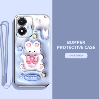 เคสโทรศัพท์มือถือ ซิลิโคนนิ่ม TPU ลายการ์ตูนกระต่าย ไดโนเสาร์ 3D พร้อมสายคล้อง สําหรับ OPPO A58 4G A98 F23 A1 5G K11 5G