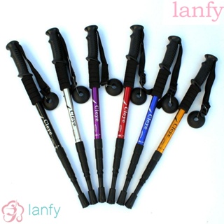 Lanfy ไม้เท้าอลูมิเนียมอัลลอย พับได้ 4 ส่วน น้ําหนักเบา กันลื่น สําหรับตั้งแคมป์ เดินป่า