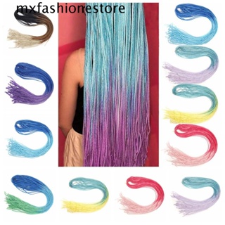 Mxfashione กล่องถักเปีย แบบบาง สีรุ้ง ยาว ซิซิ ผมถักเปียตรง ที่มีสีสัน ผมถักโครเชต์ ต่อผม แอฟริกัน