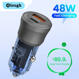 Eloguh พอร์ตคู่ 48W ที่ชาร์จในรถ ชาร์จเร็วมาก USB ที่ชาร์จในรถ Type C QC PD อะแดปเตอร์ชาร์จโทรศัพท์ในรถ