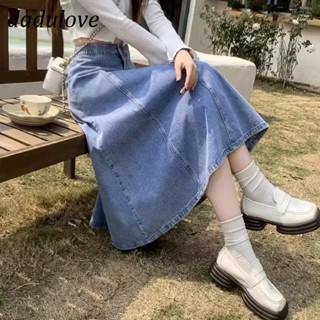 DaDulove💕 New American Ins High Street Retro Denim Skirt Niche High Waist A- line Skirt Large Size Bag Hip Skirt