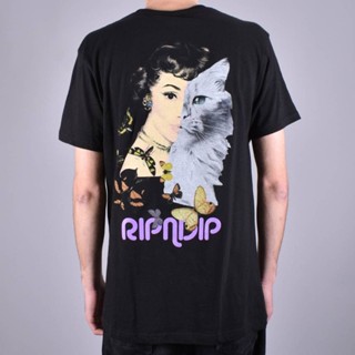 Ripndip เสื้อยืด แขนสั้น พิมพ์ลายแมว หน้ากากสเก็ต เฮปเบิร์น ฤดูร้อน สําหรับผู้หญิง และผู้ชาย