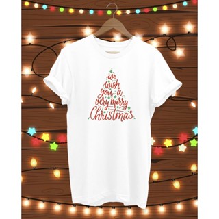 เสื้อแขนสั้น เสื้อยืดแขนสั้น ราคาส่ง คอกลม เสื้อยืด We  You A Very Merry Christmas Tshirtเสื้อยืดสวยๆ