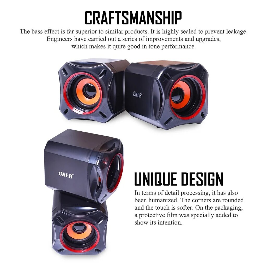 🛵มีส่งด่วน💨 OKER M8 BLACK MULTIMEDIA DESKTOP SPEAKER USB 2.0 รับประกัน 1ปี