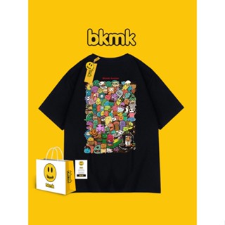 เสื้อยืดแขนห้าส่วนลําลอง พิมพ์ลายการ์ตูน Bkmk แฟชั่นสตรีท สําหรับคู่รัก