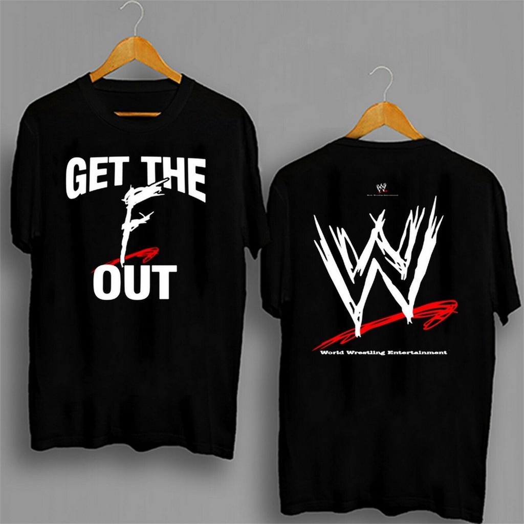 TYfrogg0-shop เสื้อไม่ต้องรีด เสื้อยืด พิมพ์ลายมวยปล้ํา WWE Get The F Ou สไตล์วินเทจ สําหรับผู้ชายS-