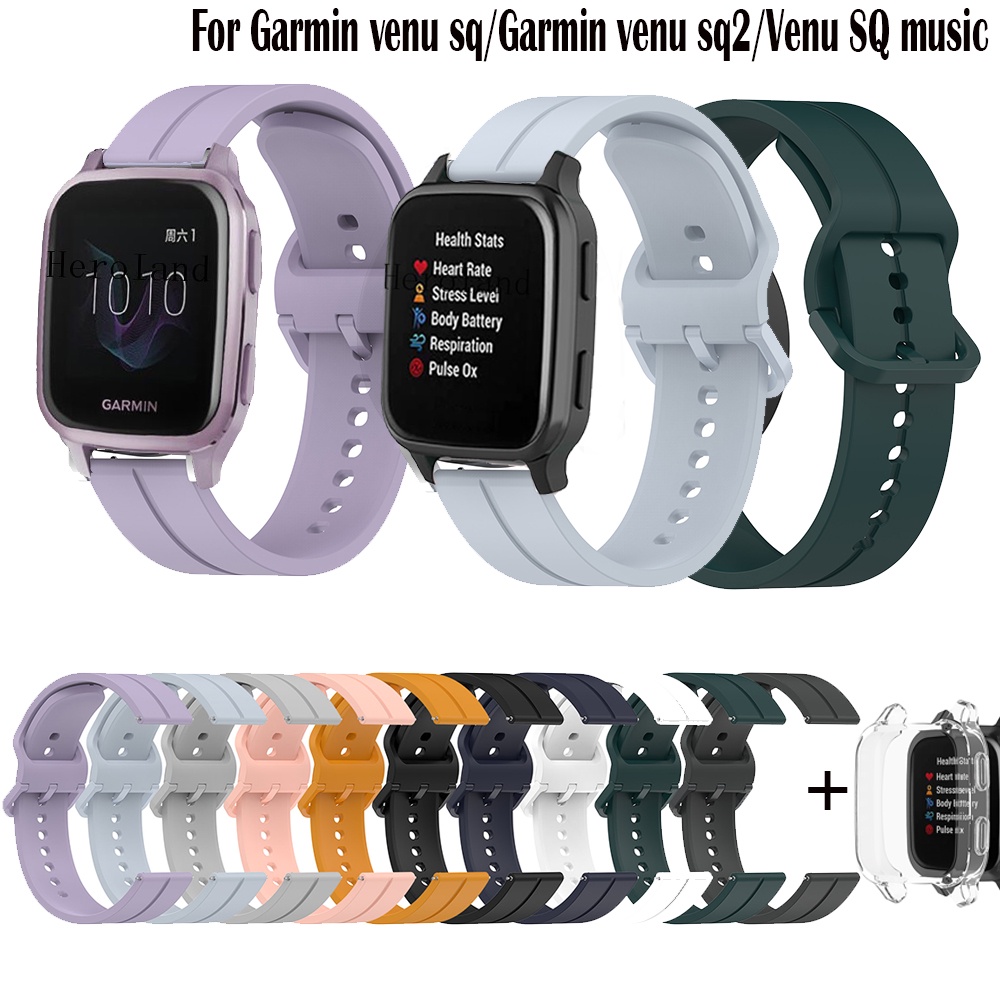 สายนาฬิกาข้อมือซิลิโคน 20 มม. สําหรับ Garmin Venu SQ 2 Garmin Venu SQ Venu SQ music Smart Watch Band+case