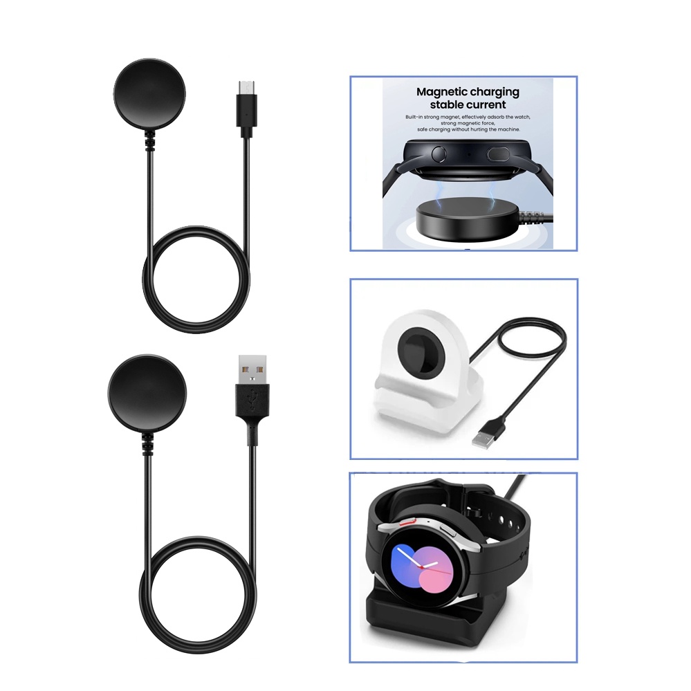 แท่นชาร์จซิลิโคน USB Type C สําหรับ Samsung Galaxy Watch 4 5 6 7 44mm 40mm 4 6 Classic 46mm 42mm 43mm 47mm Galaxy Watch 5pro 45mm Galaxy Watch FE Active 2