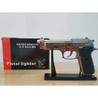 หัวพ่นไฟ Pistol Lighter U.S. 9mm M9 โมเดลไฟแช็กตั้งโชว์ ไฟฟู่ สามารถเติมแก๊สได้ ปรับไฟได้