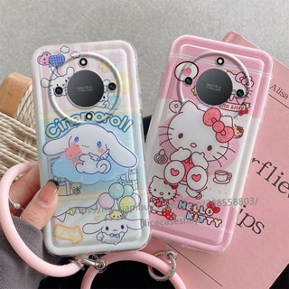 Ready Stock KT Cat Phone Case เคส Honor X9a X9 5G Huawei Nova 9 New Cartoon Hello Kitty Cute Jade Laurel Dog Casing Silicone Air Cushion Soft Cover with Holder and Wristband เคสโทรศัพท