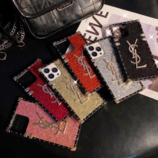 For OPPO A17 A16K A57 A77 2022 A76 A96 Reno 7 7Z 8Z Realme 9i C35 New Personality Trendy Brand Glitter Square Phone Case