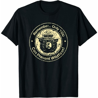 [S-5XL] [S-5XL] เสื้อยืด พิมพ์ลาย Smokey Bear สไตล์คลาสสิก ป้องกันไฟไหม้ สําหรับผู้ชาย