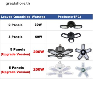 Greatshore หลอดไฟเพดานโรงรถ LED 30 60 200W E26 E27 เปลี่ยนรูปได้ พร้อมแผง 5 แผง TH