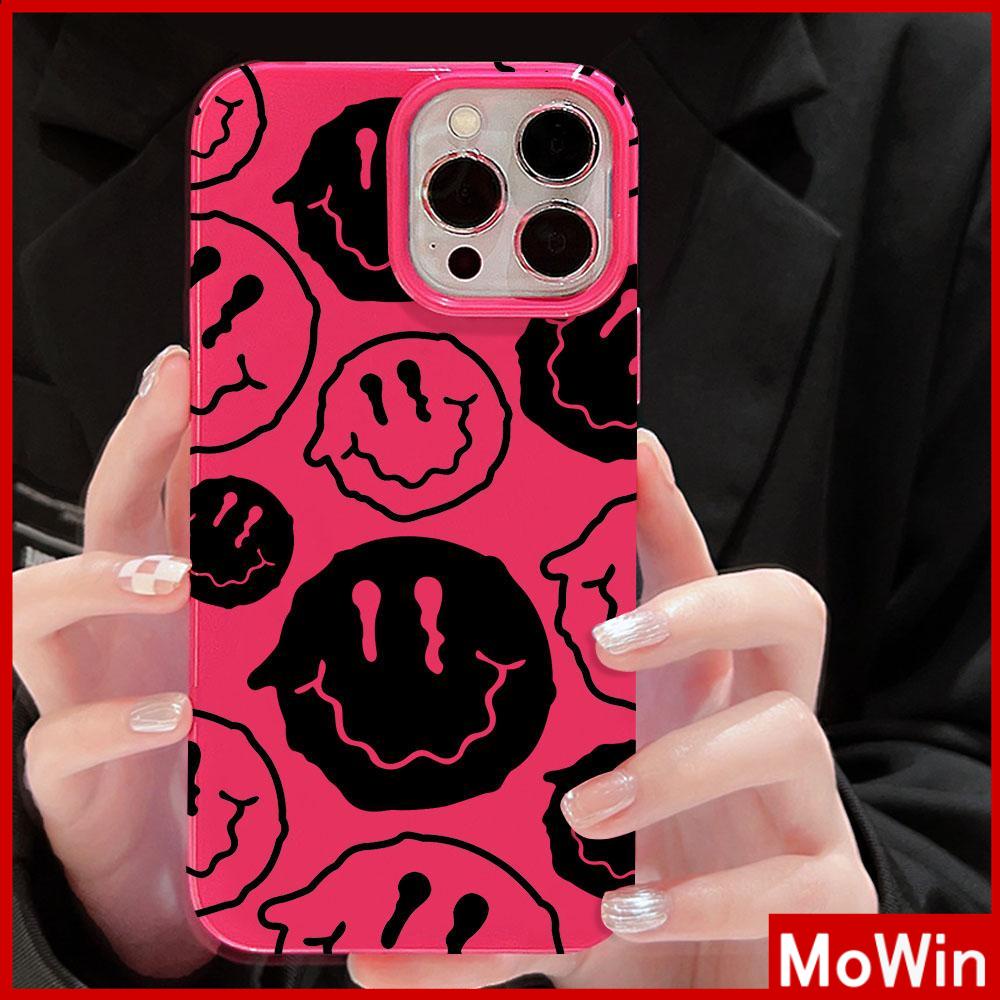 Mowin - เข้ากันได้สำหรับ 15 เคสไอโฟน11 เคส iphone 11 สำหรับ 14 Pro Max เคสไอโฟนสีชมพูเคสนิ่ม TPU เคลือบเงากันกระแทกป้องกันกล้องน่ารักน่ารักหน้ายิ้มเข้ากันได้กับ iPhone 13 Pro max 12 Pro Max 11 xr xs max 7Plus 8Plus