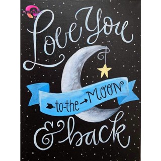 【PL】ชุดงานจิตรกรรมเม็ดบีด ทรงเพชร พลอยเทียม รูปตัวอักษร Love Moon Stars 5D ขนาด 30x40 ซม. 12x16 นิ้ว สําหรับตกแต่งบ้าน