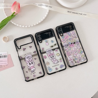 【กระต่ายหูยาว】เคสโทรศัพท์มือถืออะคริลิคใส กันหล่น ไฮเอนด์ พับได้ สร้างสรรค์ สําหรับ Samsung Galaxy Z Flip3 Zflip4