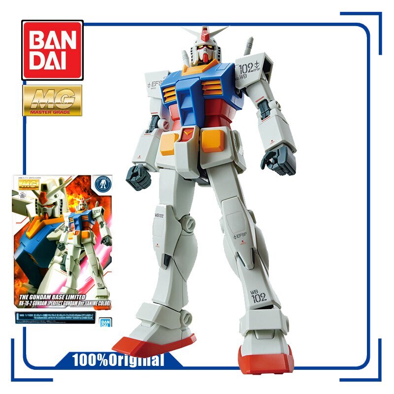 BANDAI MG 1/100 RX-78-2 THE GUNDAM BASE LIMITED Perfect Gundam Ver. Anime Color Assembly Model Action Toy Figures Gifts