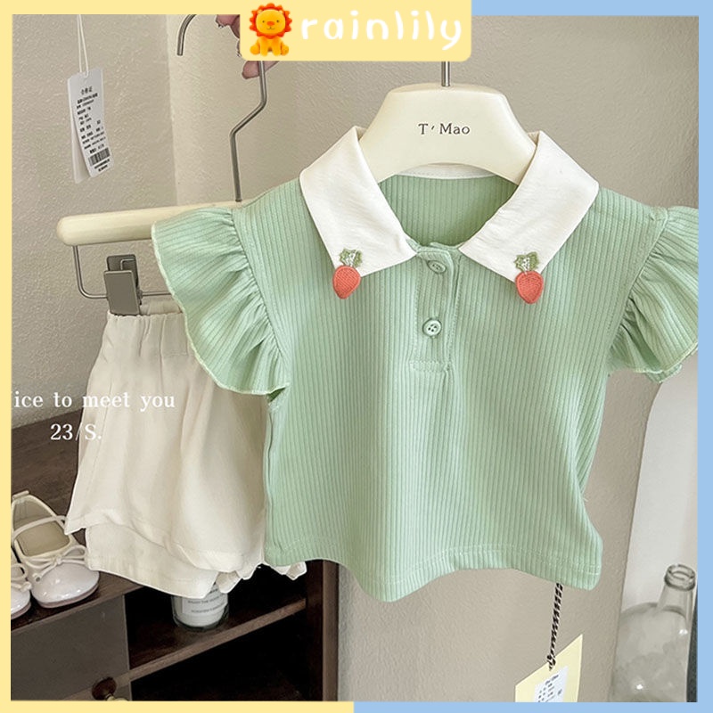 ใหม่ เสื้อแขนสั้นลําลอง คอปก ขนาดเล็ก แฟชั่นฤดูร้อน สําหรับเด็กผู้หญิง